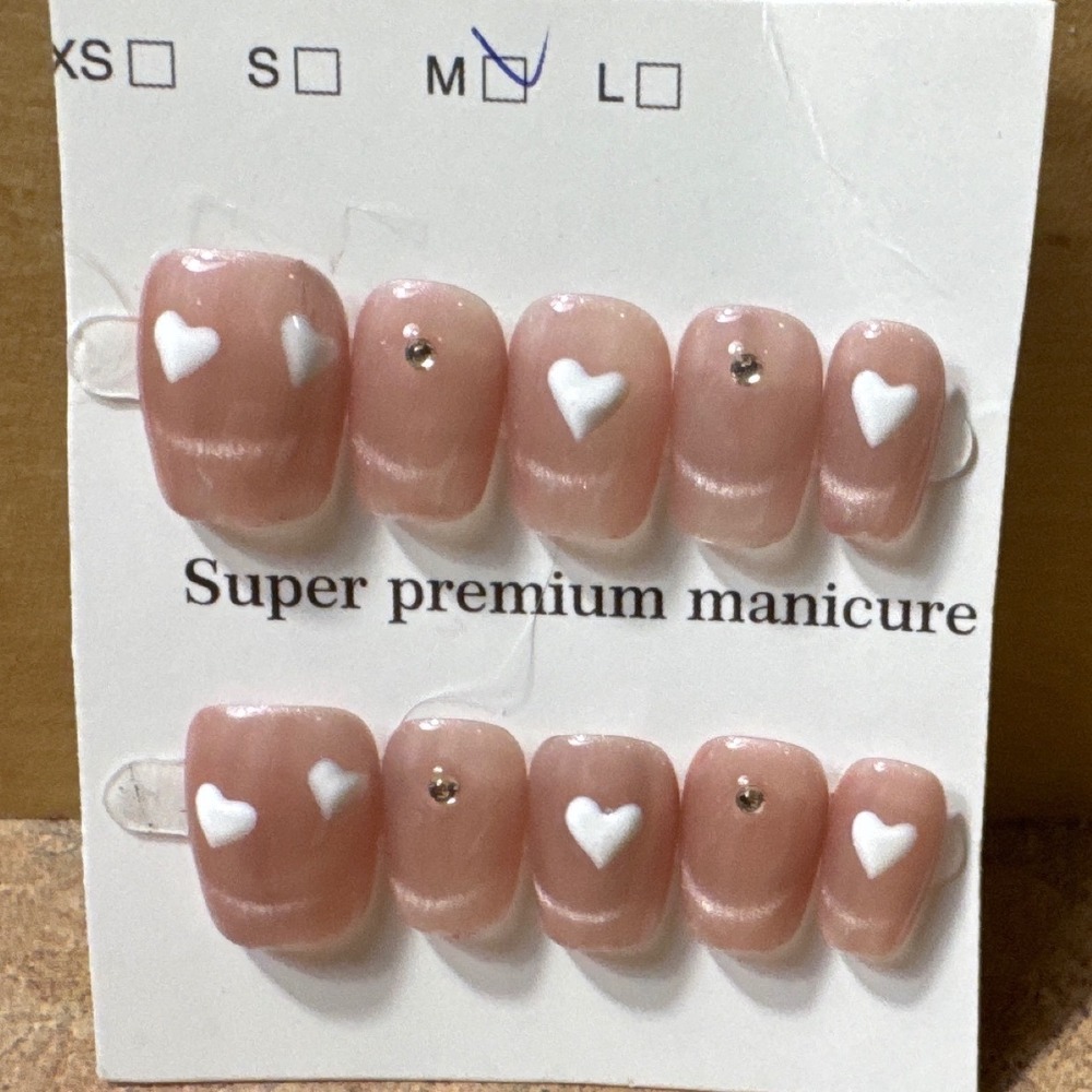 Super‎ Premium Manicure – Glossy Brown Heart Press-On Nail Set